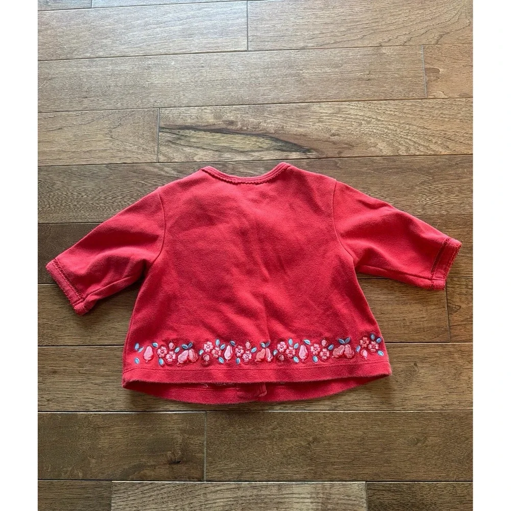 Red baby cardigan with pear floral  embroidery Gymboree 3-6 months